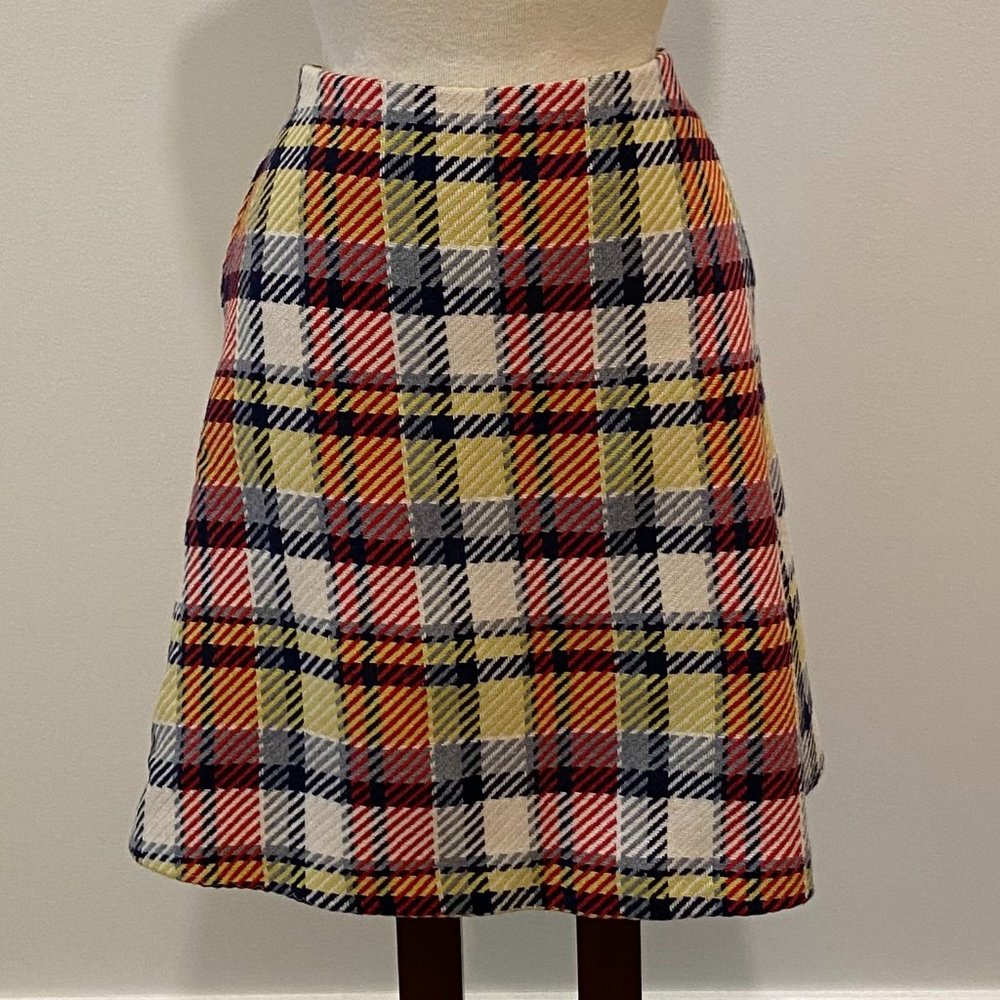 Boden Red, Yellow, and Blue Plaid Mini Skirt Women's Size 8R